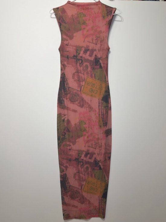 silence + noise Dresses & Skirts - silence + noise Urban Outfitters Pink Mesh Dress Graphic Design Size Small